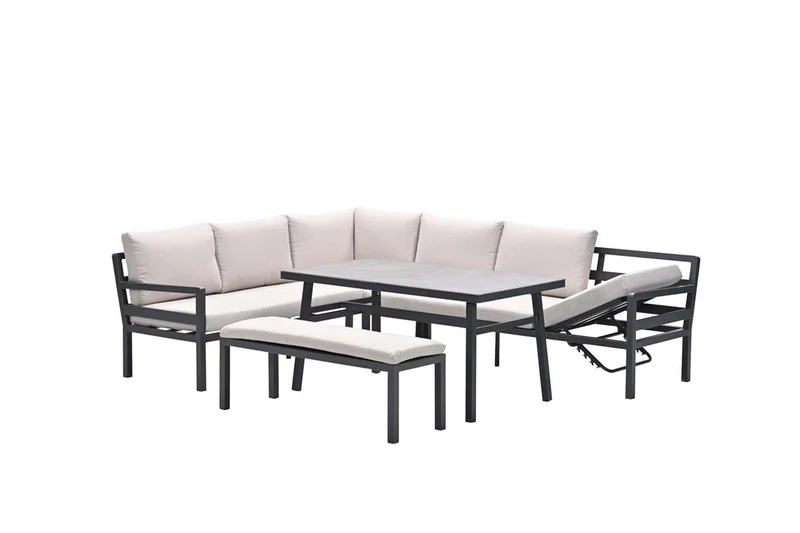 Garden Impressions Corsica – lounge-diningset links – carbon black/desert sand