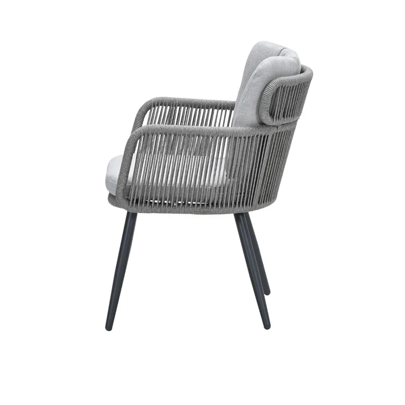 Linares XL dining tuinstoel - carbon black - rope grijs zand - valley sand - Antraciet
