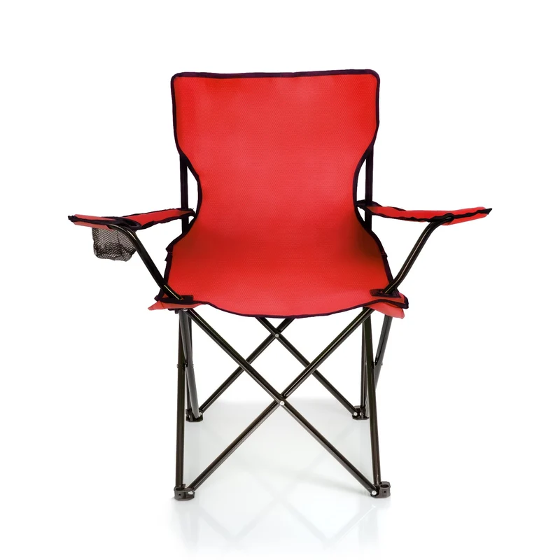 BigDean Faltstuhl ROT Campingstuhl Anglerstuhl mit Getränkehalter & Tragetasche - Anglersessel klappbar - Klappstuhl Gartenstuhl Faltstuhl Relaxsessel Angelsessel faltbar