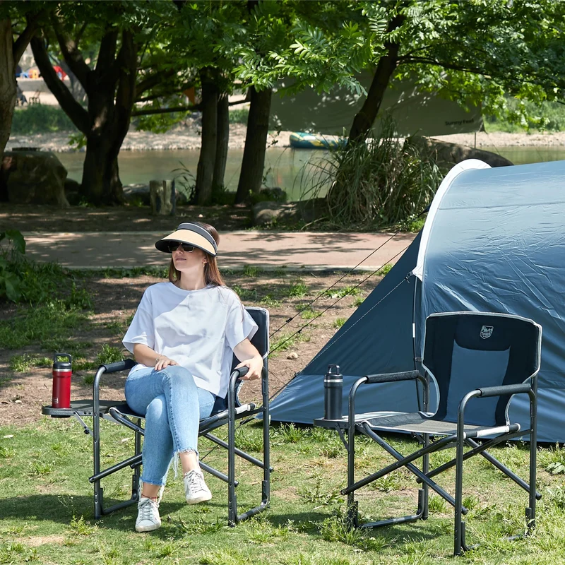 TIMBER RIDGE Campingstuhl Faltbar 180kg Regiestuhl klappbar mit Seitentisch Getränkehalter Angelstuhl Aluminium tragbar Ultraleicht 3.3kg für Camping Angeln Strand Picknick Garten Festival