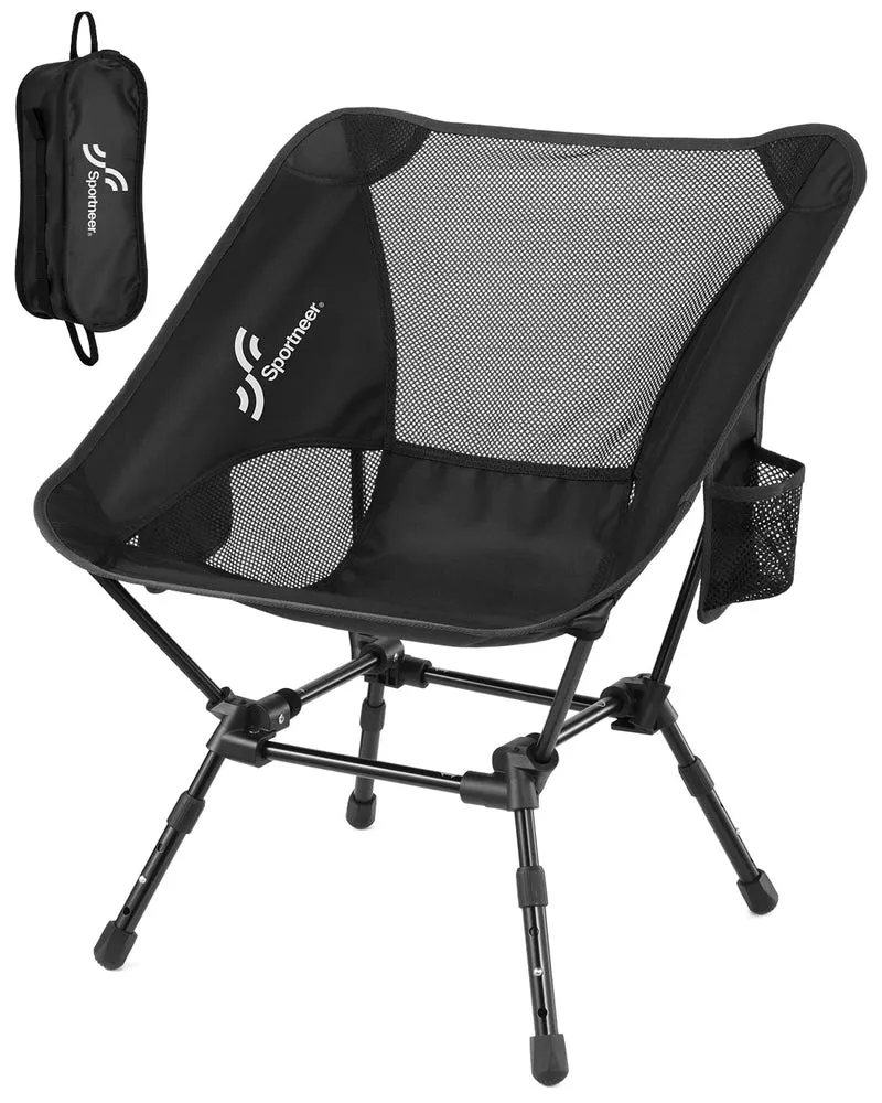 Sportneer Tragbarer Stuhl, verstellbare Höhe, Klappstühle für draußen, kompakter Campingstuhl für Erwachsene, Camping, Rucksackreisen, Wandern, Picknick, Rasen, Sport, Outdoor-Reisen