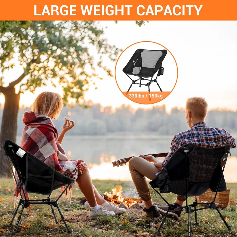 Sportneer Tragbarer Stuhl, verstellbare Höhe, Klappstühle für draußen, kompakter Campingstuhl für Erwachsene, Camping, Rucksackreisen, Wandern, Picknick, Rasen, Sport, Outdoor-Reisen
