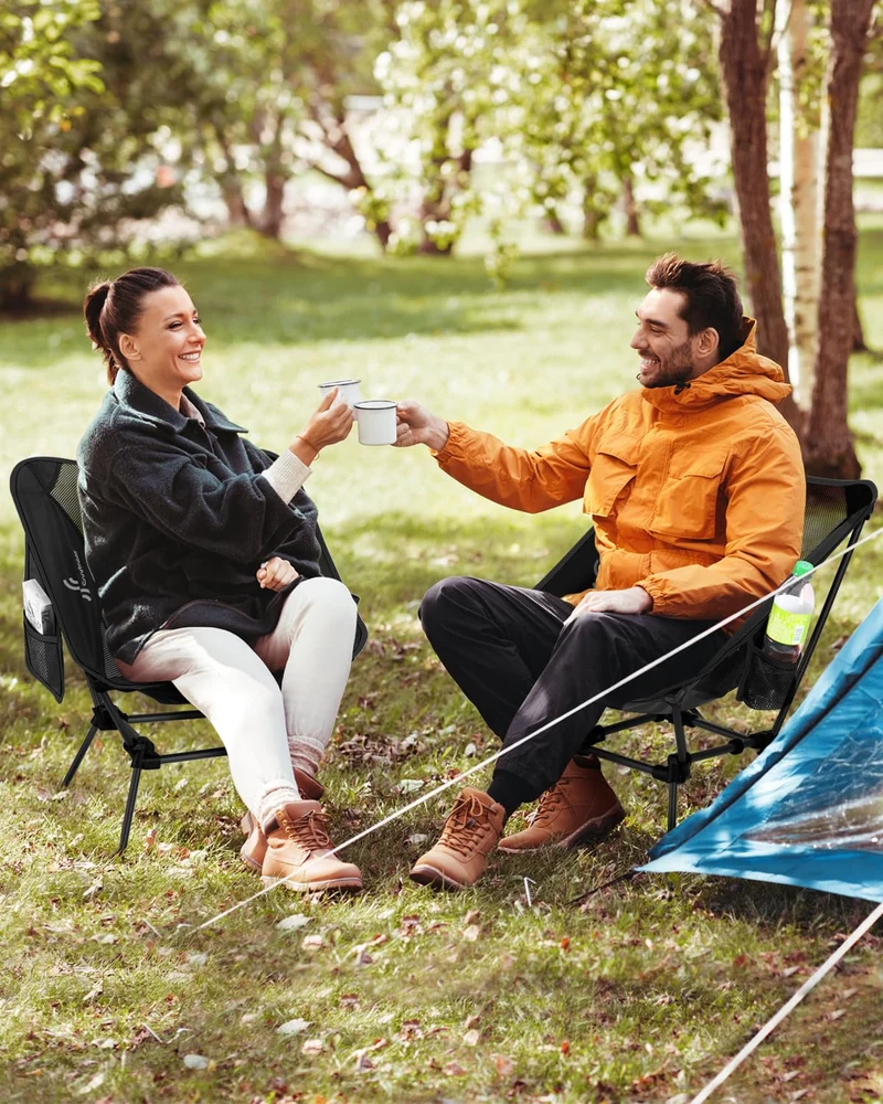 Sportneer Campingstuhl Faltbar Camping Stuhl Tragbarer Campingstühle 150Kg Faltstuhl Ultraleichter Packmaß Kleiner Klappstuhl mit Tragetasche für Picknick, Outdoor, Wandern, Schwarz, 1 Pack