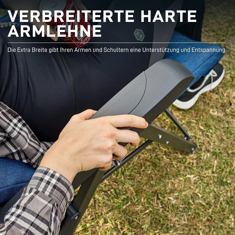 EVER ADVANCED Campingstuhl Faltbar Rückenverstellbar in 4 Positionen 150 KG Belastbarkeit Klappstuhl Luxus 6cm Dicke Gepolstert Gartenstuhl Hohe Lehne Angelstuhl für Camp Garten Balkon Alu+Stahl