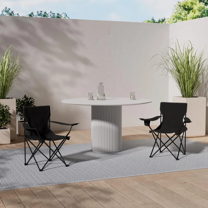 BigDean 2X Faltstuhl SCHWARZ Campingstuhl Anglerstuhl mit Getränkehalter & Tragetasche - Anglersessel klappbar - Klappstuhl Gartenstuhl Faltstuhl Relaxsessel Angelsessel faltbar