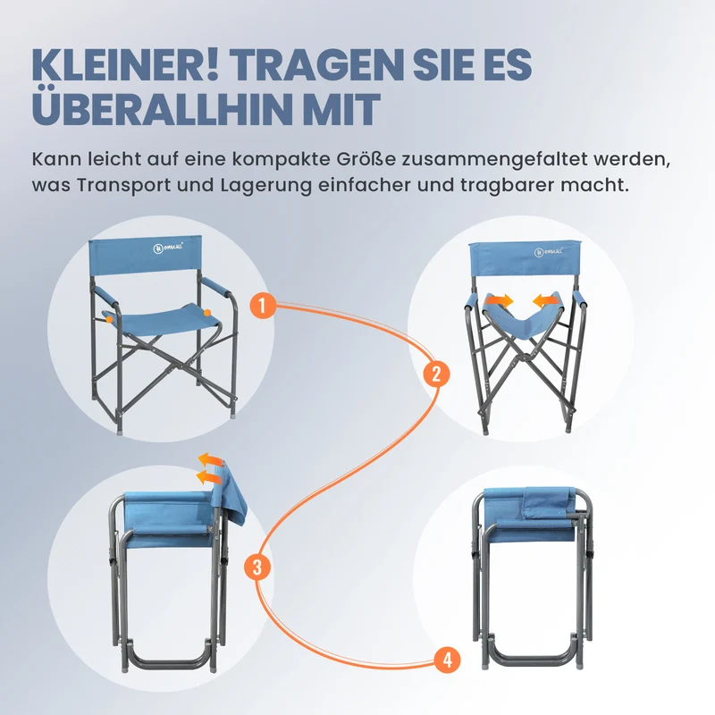 Regiestuhl Ultraleicht Klappstühle Faltbar Campingstuhl Gartenstuhl, Blau