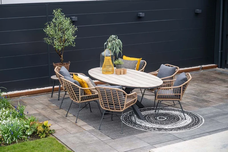 5-persoons ronde tuinset - Edison tafel - 5 Margriet stoelen - Garden Impressions