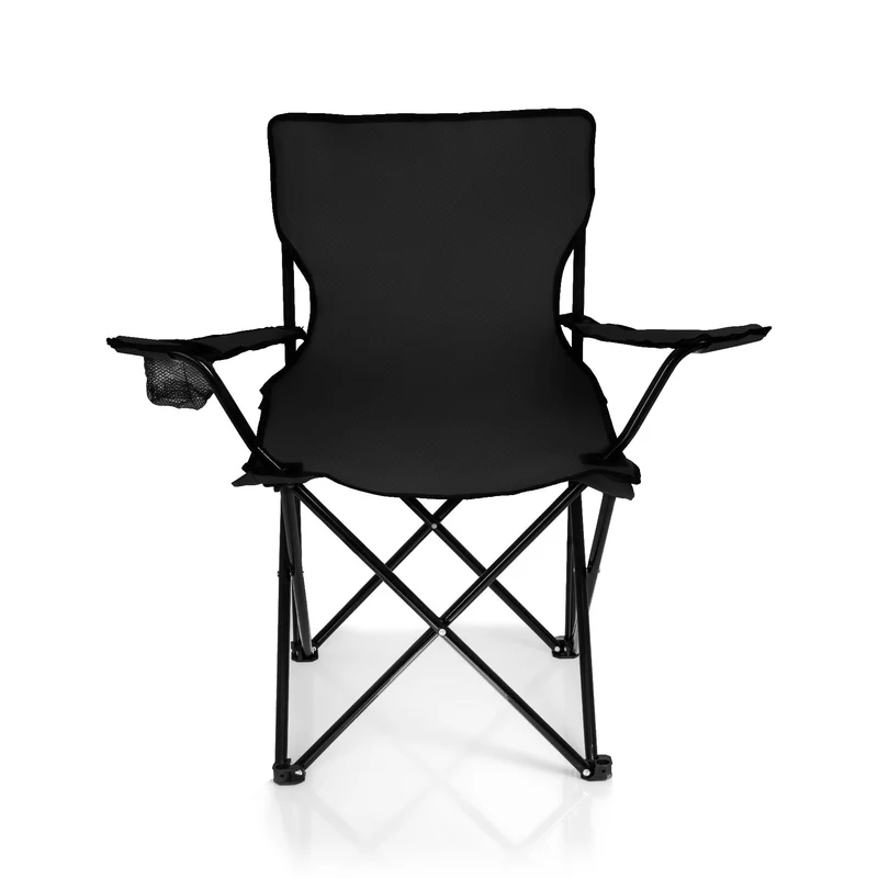 BigDean Faltstuhl SCHWARZ Campingstuhl Anglerstuhl mit Getränkehalter & Tragetasche - Anglersessel klappbar - Klappstuhl Gartenstuhl Faltstuhl Relaxsessel Angelsessel faltbar
