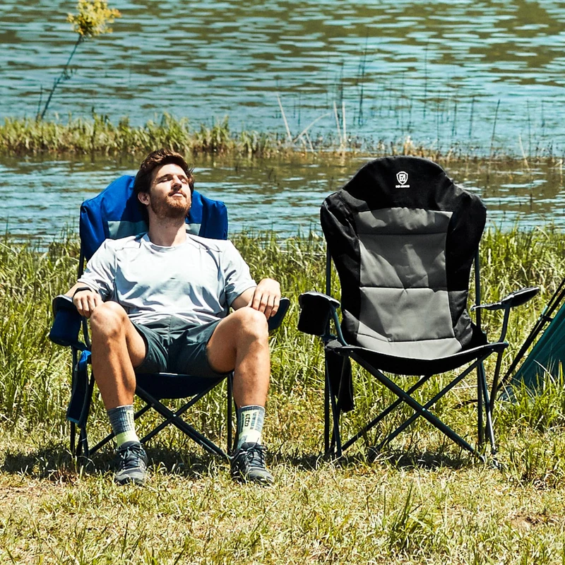 EVER ADVANCED Luxus Campingstuhl Faltbar 160 KG Belastbar Ultragroß mit Hochlehner Bequem Gepolster Klappstuhl Camping Garten Balkon Strand, Camping Stuhl Sessel Gartenstuhl Anglerstuhl