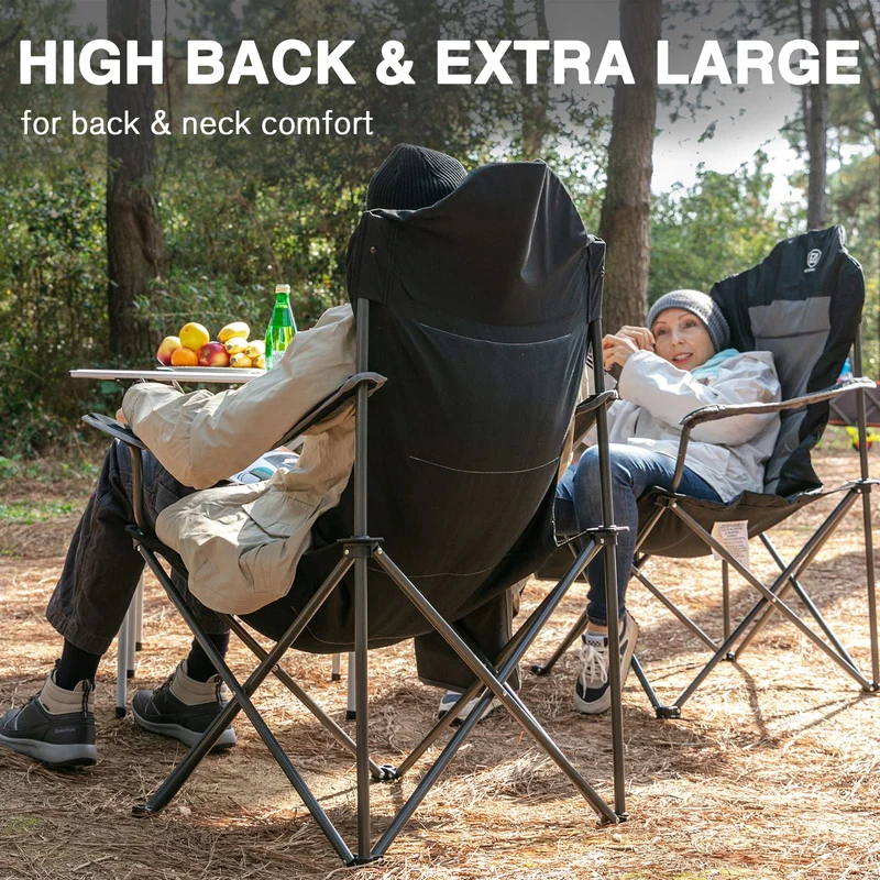 EVER ADVANCED Luxus Campingstuhl Faltbar 160 KG Belastbar Ultragroß mit Hochlehner Bequem Gepolster Klappstuhl Camping Garten Balkon Strand, Camping Stuhl Sessel Gartenstuhl Anglerstuhl