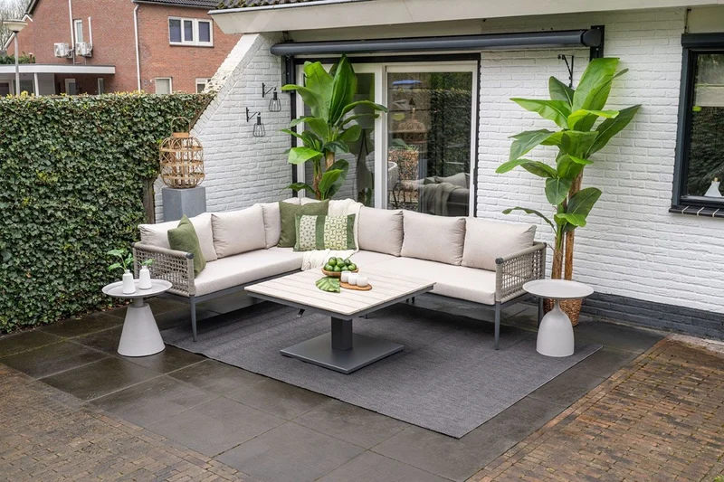 Garden Impressions Teramon loungeset met hoge tafel taupe rope
