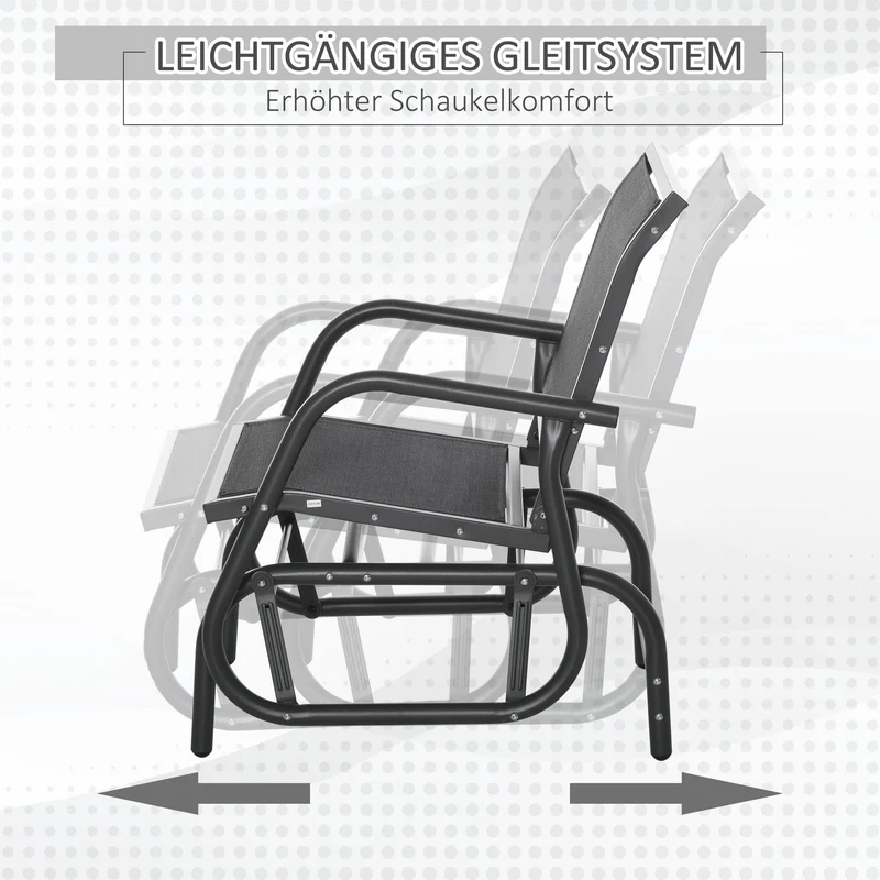 Outsunny Schaukelstuhl Gartenbank Gartenschaukel Sitzbank Parkbank Metall Gartenmöbel Schwarz 75 x 66 x 85 cm