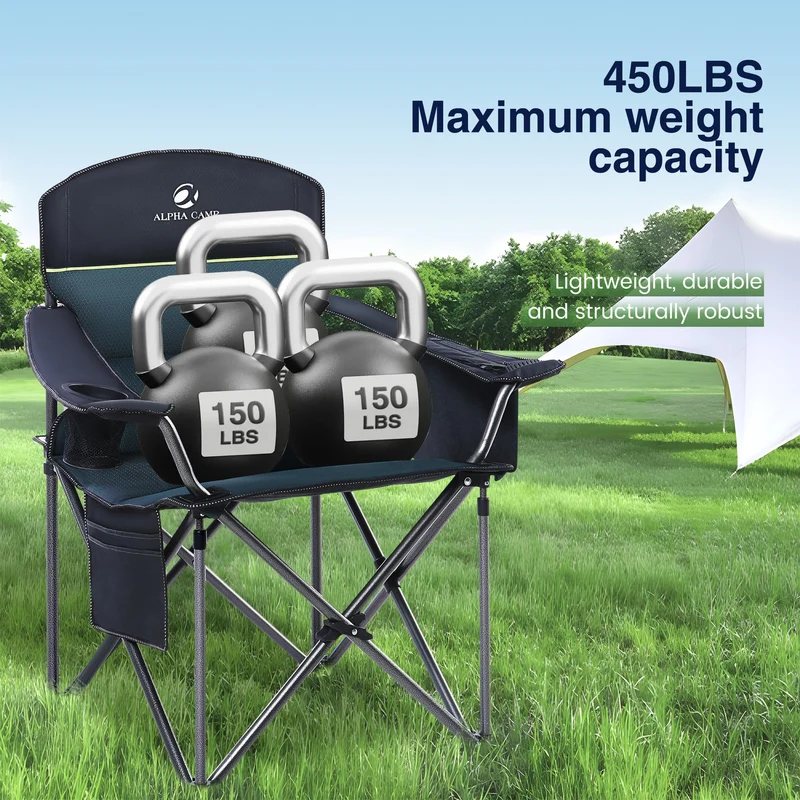 HIGH POINT SPORTS Campingstuhl Faltbar Angelstuhl Gepolstert mit Getränkehaltern Klappstuhl mit Armlehnen bis 200kg Outdoorstuhl, Grün