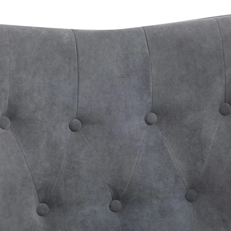 HollyHOME Schaukelsessel Samt Schaukelstuhl Sessel Wohnzimmer Relaxsessel, Ohrensessel Loungesessel Lesesessel Sessel Schlafzimmer Schwingsessel, Dunkelgrau