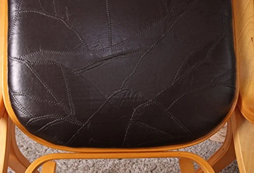 Mendler Schaukelstuhl M41, Schwingsessel Fernsehsessel, Massiv-Holz - Eiche-Optik, Patchworkleder braun