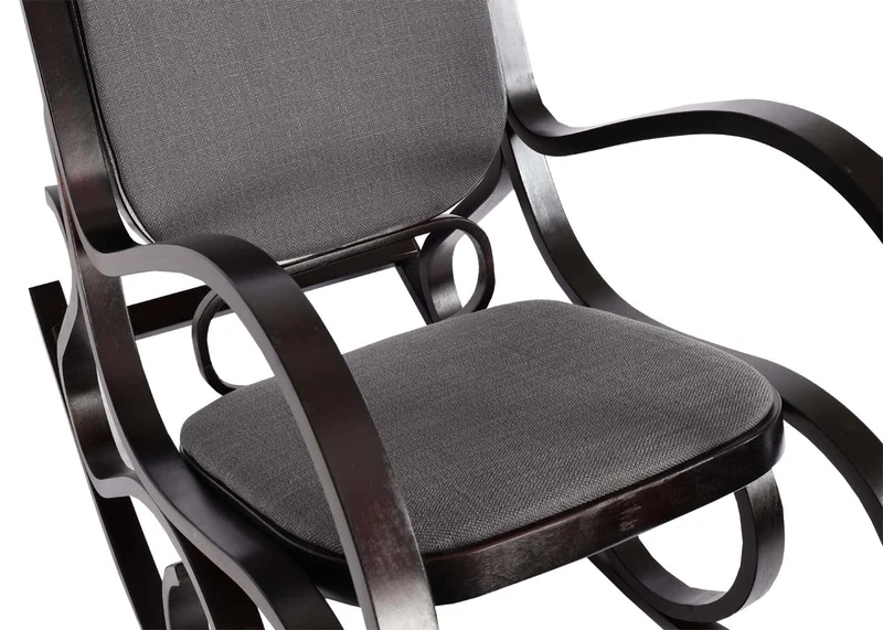 Mendler Schaukelstuhl M41, Schwingsessel Fernsehsessel, Massiv-Holz - Walnuss-Optik, Stoff/Textil anthrazit-grau