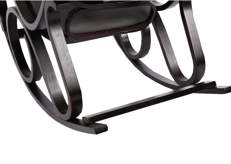 Mendler Schaukelstuhl M41, Schwingsessel Fernsehsessel, Massiv-Holz - Walnuss-Optik, Stoff/Textil anthrazit-grau