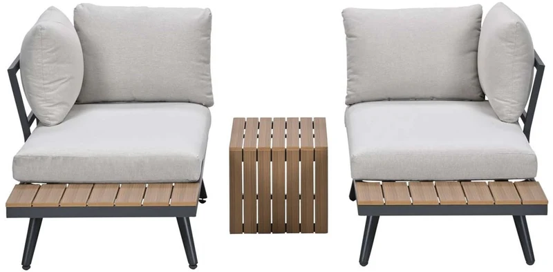 Garden Impressions Forro loungeset - carbon black - natural teak look Vironwood - desert taupe