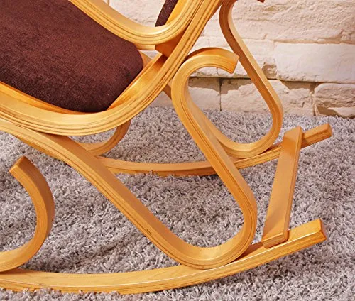 Mendler Schaukelstuhl M41, Schwingsessel Fernsehsessel, Massiv-Holz - Eiche-Optik, Stoff/Textil Dunkelbraun