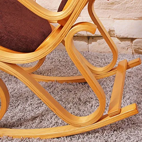 Mendler Schaukelstuhl M41, Schwingsessel Fernsehsessel, Massiv-Holz - Eiche-Optik, Stoff/Textil Dunkelbraun