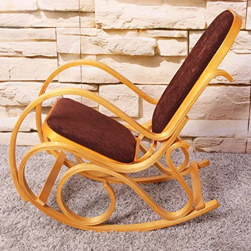 Mendler Schaukelstuhl M41, Schwingsessel Fernsehsessel, Massiv-Holz - Eiche-Optik, Stoff/Textil Dunkelbraun