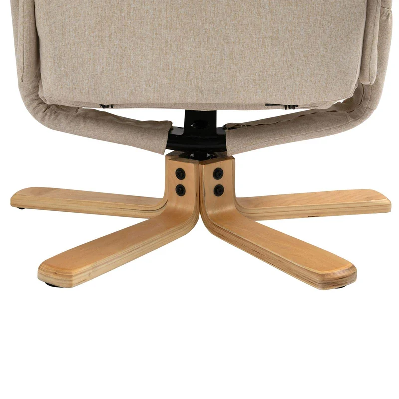 IDIMEX Relaxsessel Charly, schöner Fernsehsessel mit Hocker, bequemer Drehsessel mit verneigungsverstellbarer Rückenlehne, gepolsteter Polstersessel mit Stoffbezug in beige