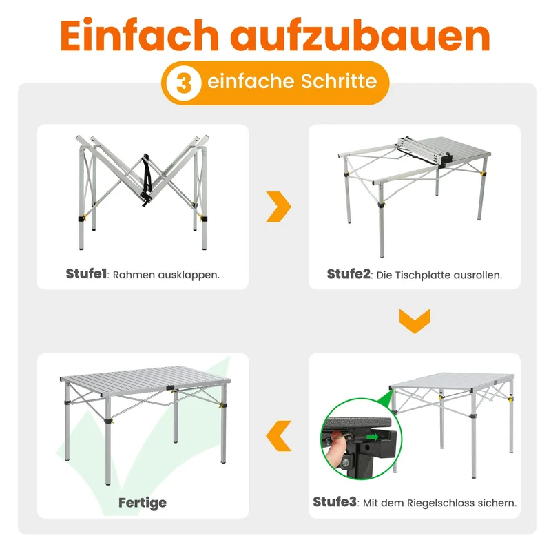3-tlg. Gartenset Sitzgruppe – Klapptisch ca. 117x70 cm Aluminium + 2 Hochlehner Dunkelgrau