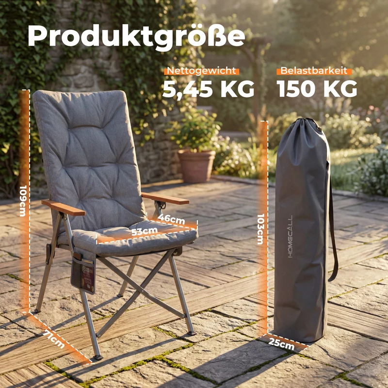 3-tlg. Gartenset Sitzgruppe – Klapptisch ca. 117x70 cm Holzoptik + 2 Hochlehner Hellgrau