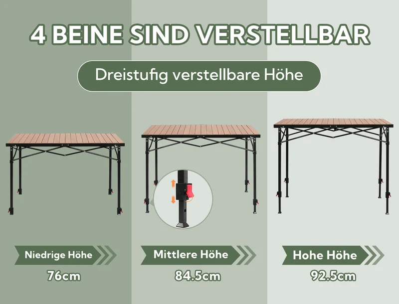 3-tlg. Gartenset Sitzgruppe – Klapptisch ca. 120x70 cm höhenverstellbar Holzoptik + 2 Hochlehner Marineblau
