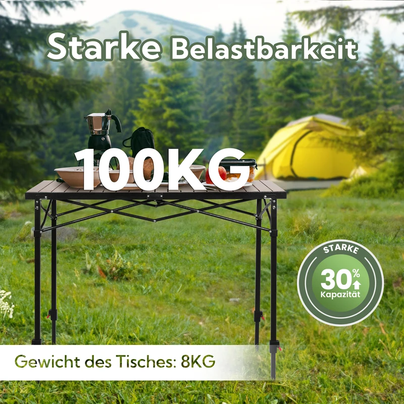 3-tlg. Gartenset Sitzgruppe – Klapptisch ca. 120x70 cm höhenverstellbar Holzoptik + 2 Hochlehner Beige