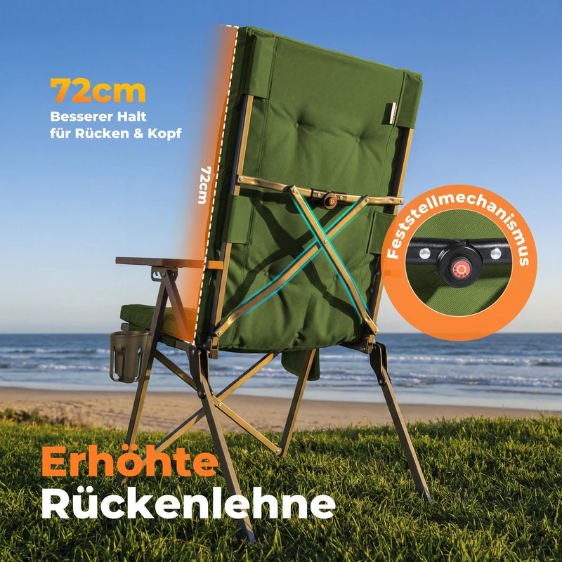 5-tlg. Gartenset Sitzgruppe – Klapptisch ca. 120x70 cm höhenverstellbar Holzoptik + 4 Hochlehner Grün