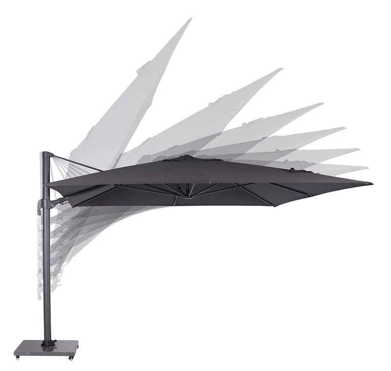 Garden Impressions Hawaii S zweefparasol vierkant 250x250 cm zwart met granieten voet 60 kg en hoes – complete set