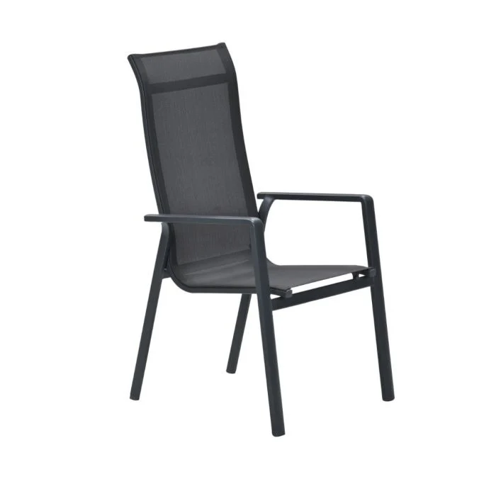 Garden Impressions Osaka stapelbare tuinstoelen set van 4 – carbon black / dark grey