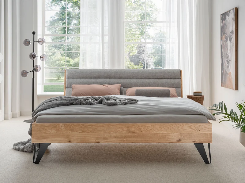 Rahmenbett Bett +180x200cm +Kopfteil gepolstert