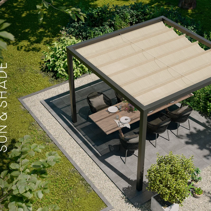 Platinum Sun & Shade Coolfit harmonica schaduwdoek, B290xL500cm, Greige