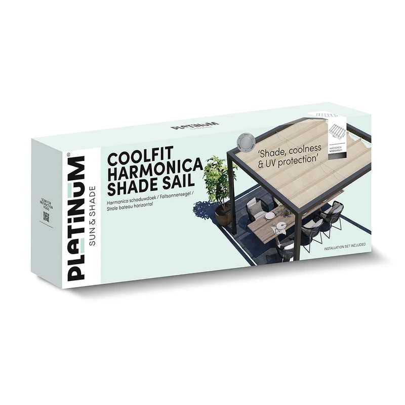 Platinum Sun & Shade Coolfit harmonica schaduwdoek, B200xL400cm, Greige