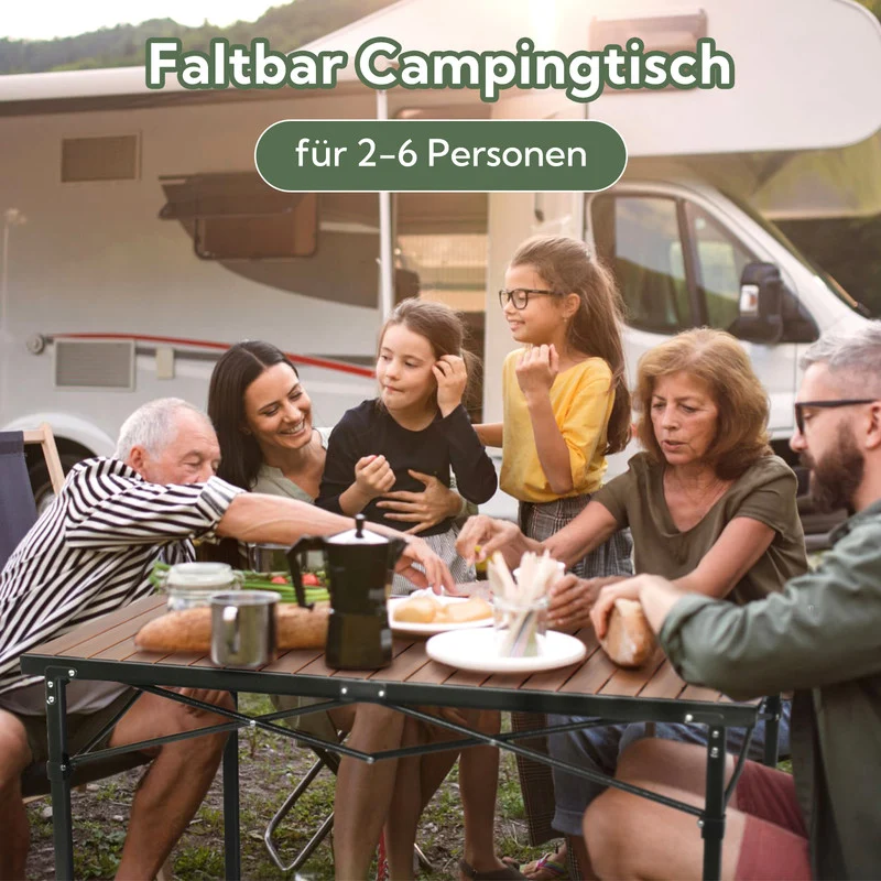 Höhenverstellbarer Campingtisch klappbar – Aluminium Gartentisch 120 × 70 cm mit Tragetasche