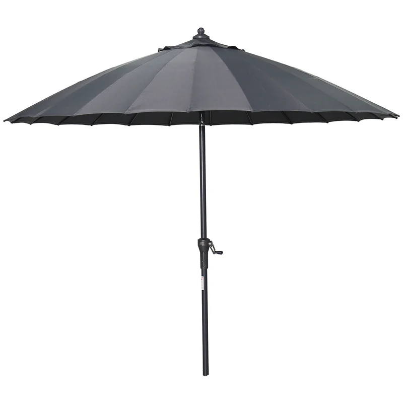 Set van ronde Manilla parasol - met parasolvoet en beschermhoes - 250 cm - Donkergrijs