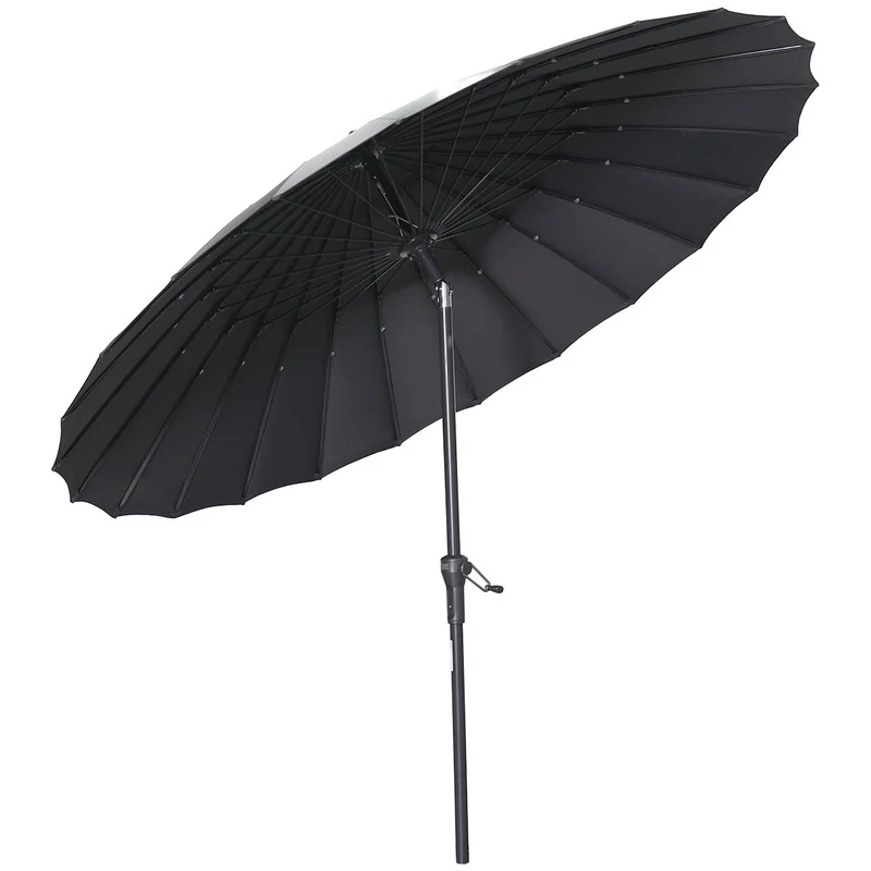 Set van ronde Manilla parasol - met parasolvoet en beschermhoes - 250 cm - Donkergrijs