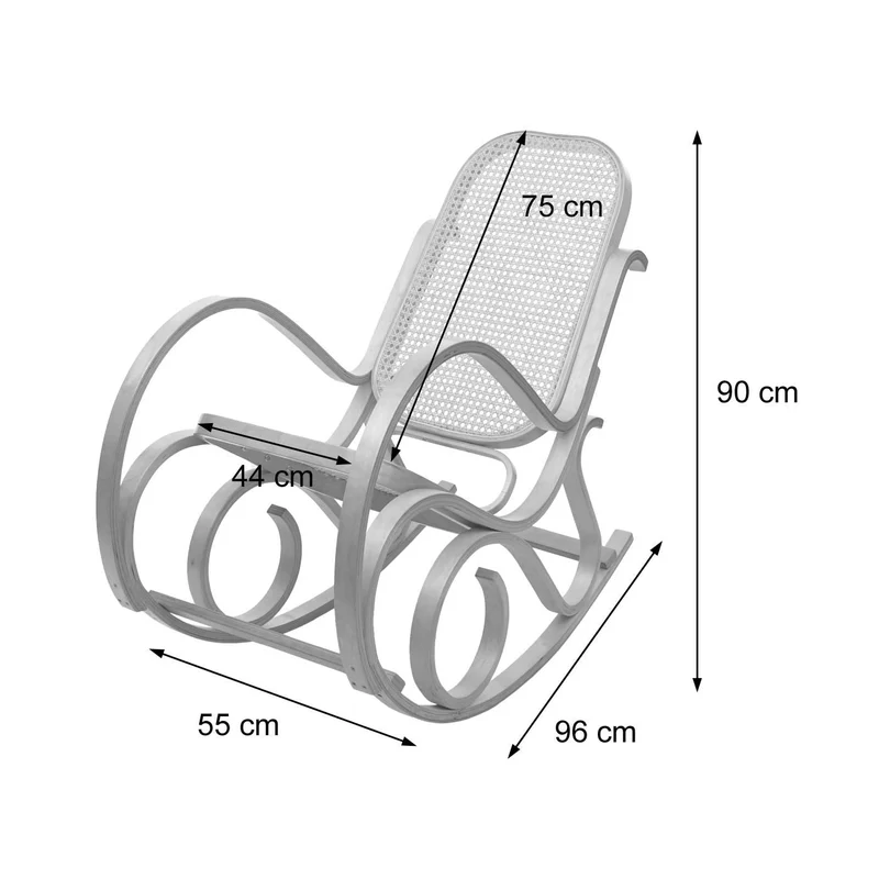 Mendler Schaukelstuhl M41, Schwingsessel Fernsehsessel, Massiv-Holz - Walnuss-Optik, Stoff/Textil gelb