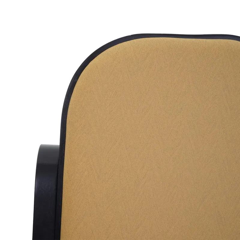 Mendler Schaukelstuhl M41, Schwingsessel Fernsehsessel, Massiv-Holz - Walnuss-Optik, Stoff/Textil gelb