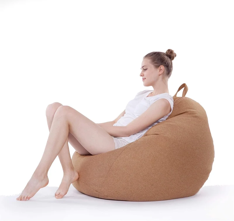 Lumaland Sitzsack Comfort Line | Indoor Beanbag 70x80x50cm mit mehr als 1 Mio. anpassbaren EPS-Perlen | Weiches & Komfortables Bodenkissen | Sessel für Kinder & Erwachsene | 120 L Volumen [Braun]