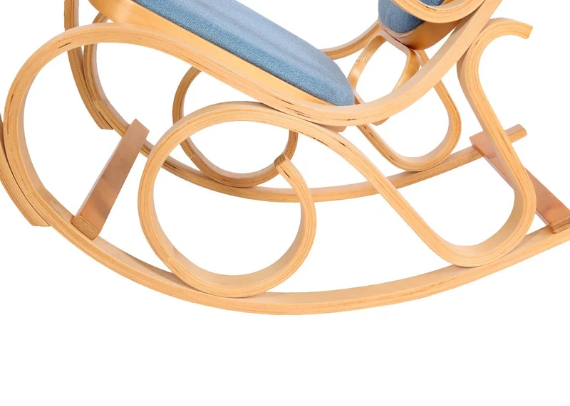 Mendler Schaukelstuhl M41, Schwingsessel Fernsehsessel, Massiv-Holz - Eiche-Optik, Stoff/Textil blau