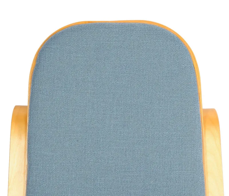 Mendler Schaukelstuhl M41, Schwingsessel Fernsehsessel, Massiv-Holz - Eiche-Optik, Stoff/Textil blau