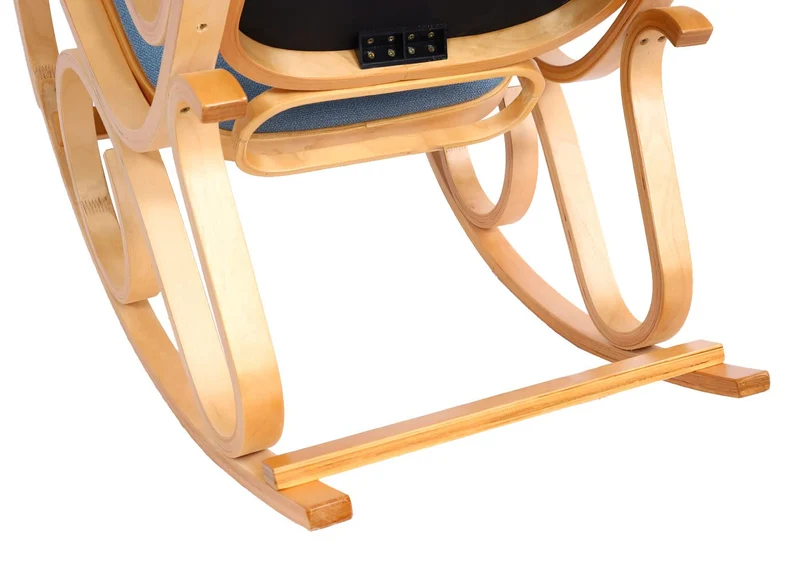 Mendler Schaukelstuhl M41, Schwingsessel Fernsehsessel, Massiv-Holz - Eiche-Optik, Stoff/Textil blau