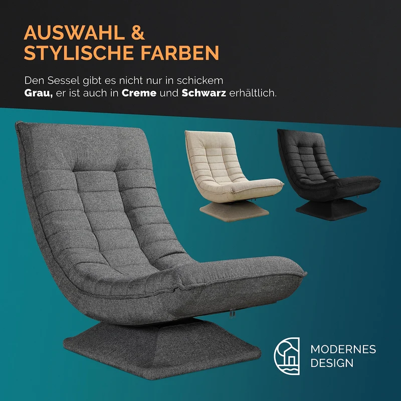 Casaria® Bodenstuhl verstellbare Rückenlehne 360° Drehbar Klappbar 150kg Belastbarkeit 60x105x87cm Gepolstert Wohnzimmer Gaming Relax Boden Sessel Grau