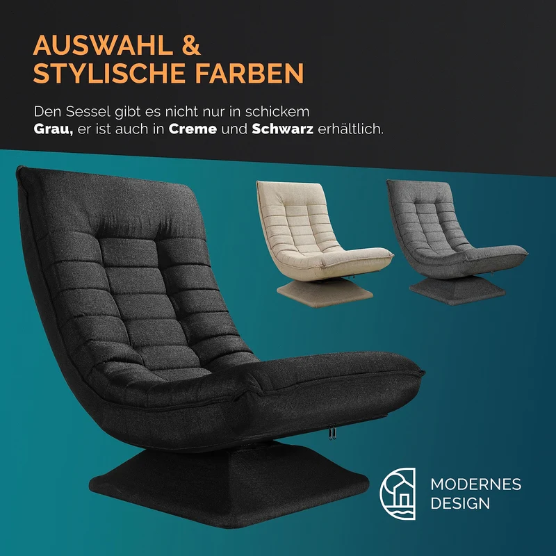 Casaria® Bodenstuhl verstellbare Rückenlehne 360° Drehbar Klappbar 150kg Belastbarkeit 60x105x87cm Gepolstert Wohnzimmer Gaming Relax Boden Sessel Schwarz