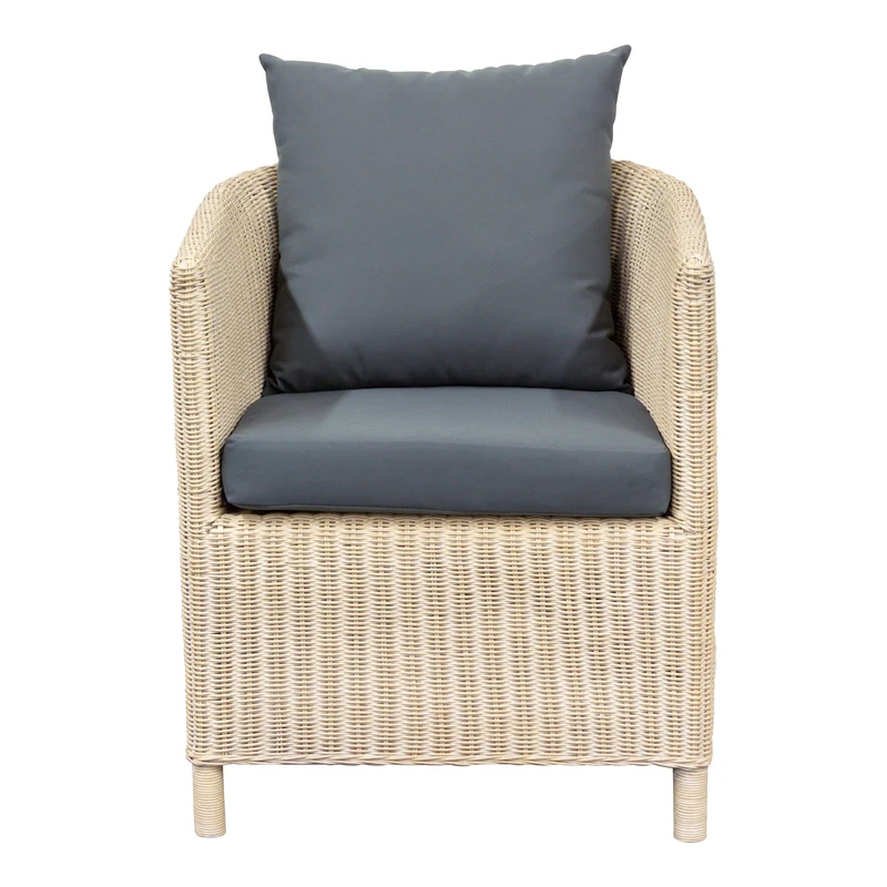 Rattansessel Hiltona, white wash, inkl. Kissen
