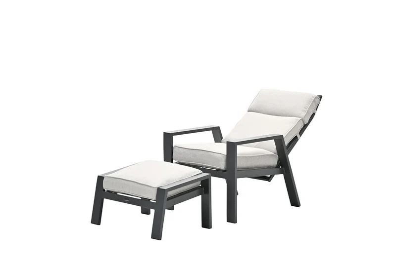 Max verstelbare fauteuil inclusief voetenbank - carbon black - desert sand