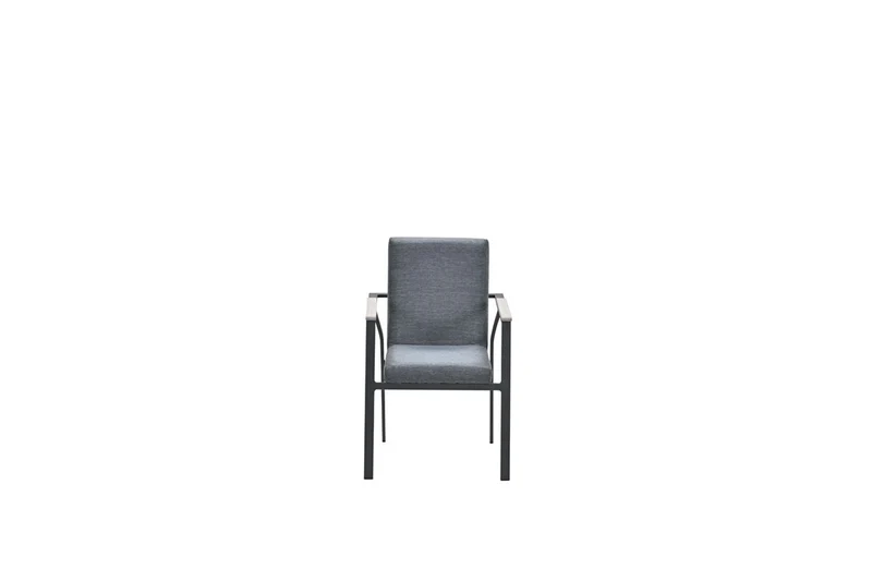 Catania dining fauteuil - carbon black - antraciet texfiber - light teak vironwood